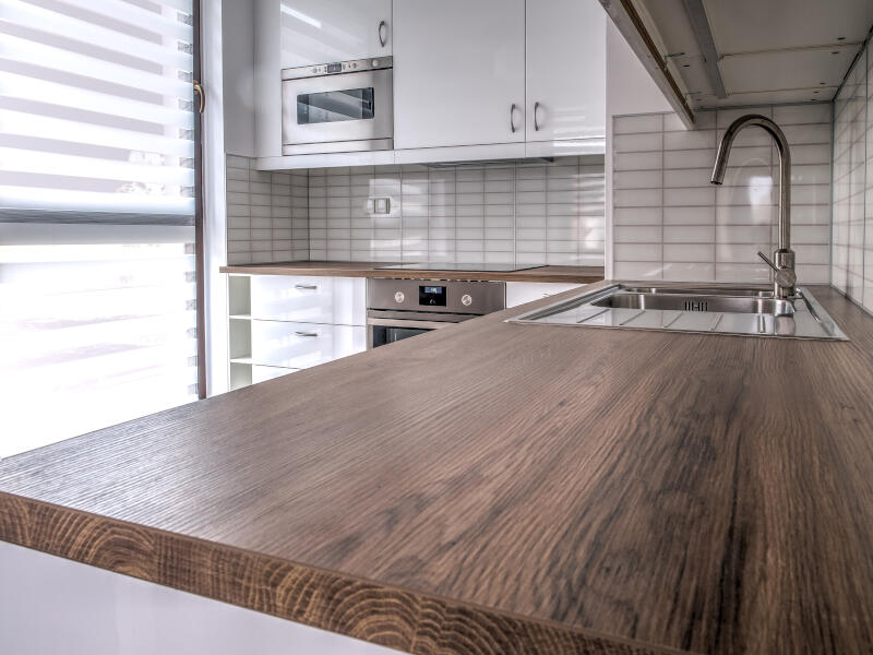 Composite wood effect worktop